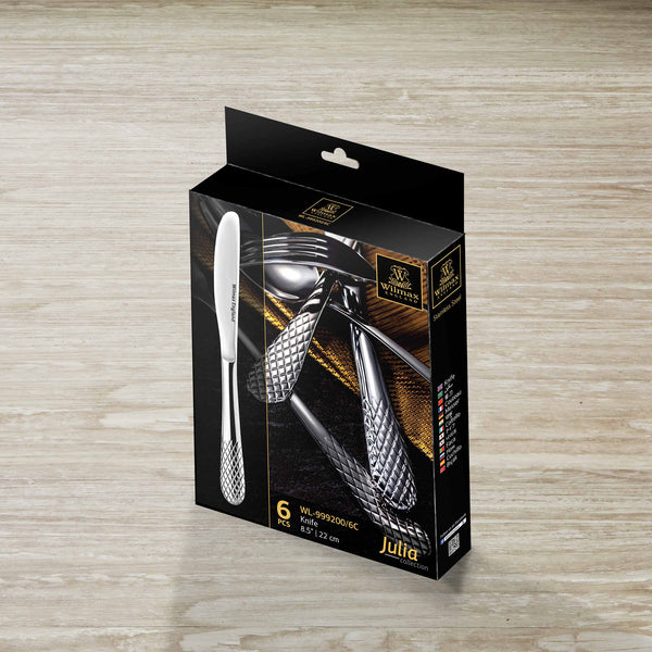 Wilmax Dinner Knife Set 22 cm Edelstahl, 6-teilig in Geschenkbox – WL-999200/6C