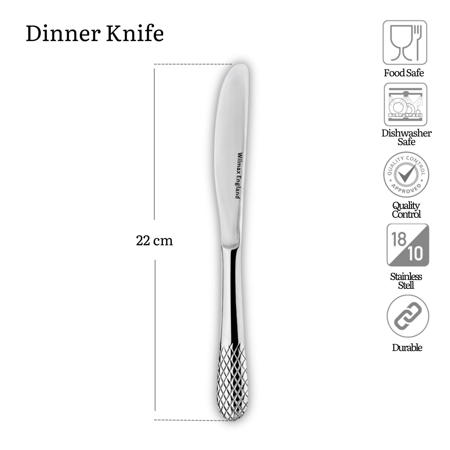 Wilmax Dinner Messer in Weißer Box, 22 cm, WL-999200/A