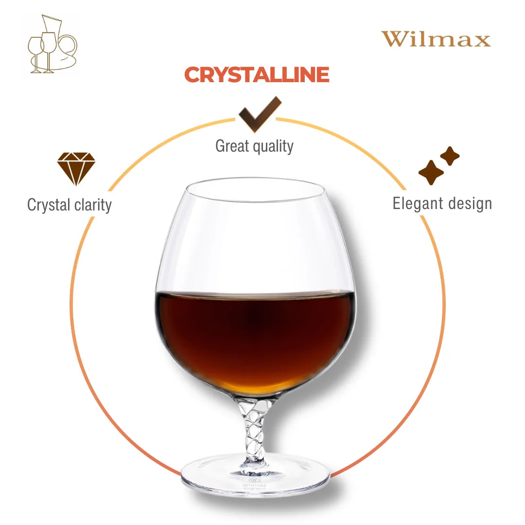Wilmax England Cognacglas 550ml Kristal Transparant Set van 2