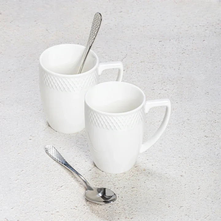 Wilmax England Mok 450 ml Wit Porselein 2-delige set