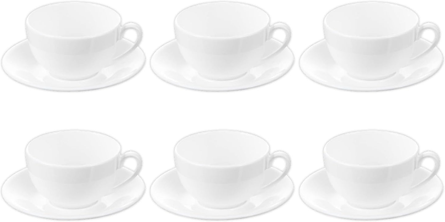 Wilmax Kopjes 400 ml Wit Porselein met Schotels Set van 6