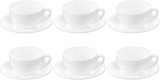 Wilmax Kopjes 400 ml Wit Porselein met Schotels Set van 6