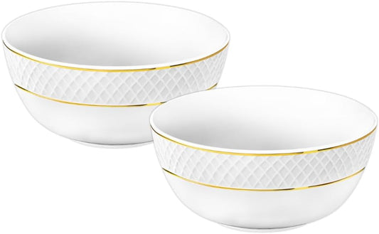 Wilmax Schaal 16 cm Wit Goudrand Porselein 2-delige set