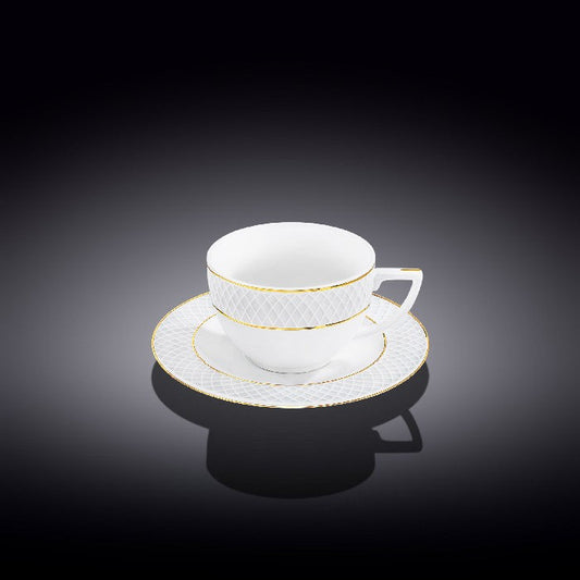 Wilmax Cappuccino Cup Porcelain White Gold Rim 170ml Set of 4
