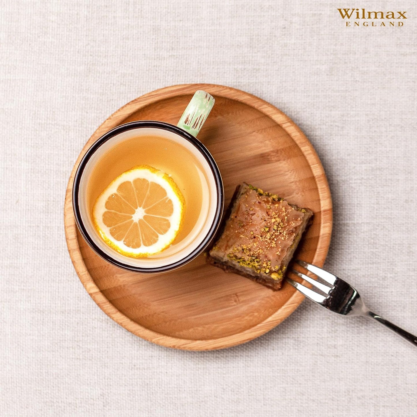 Wilmax Servierset 2x Bambus-Teller & Porzellanbecher WL-771112/A2-WL-993084/A2