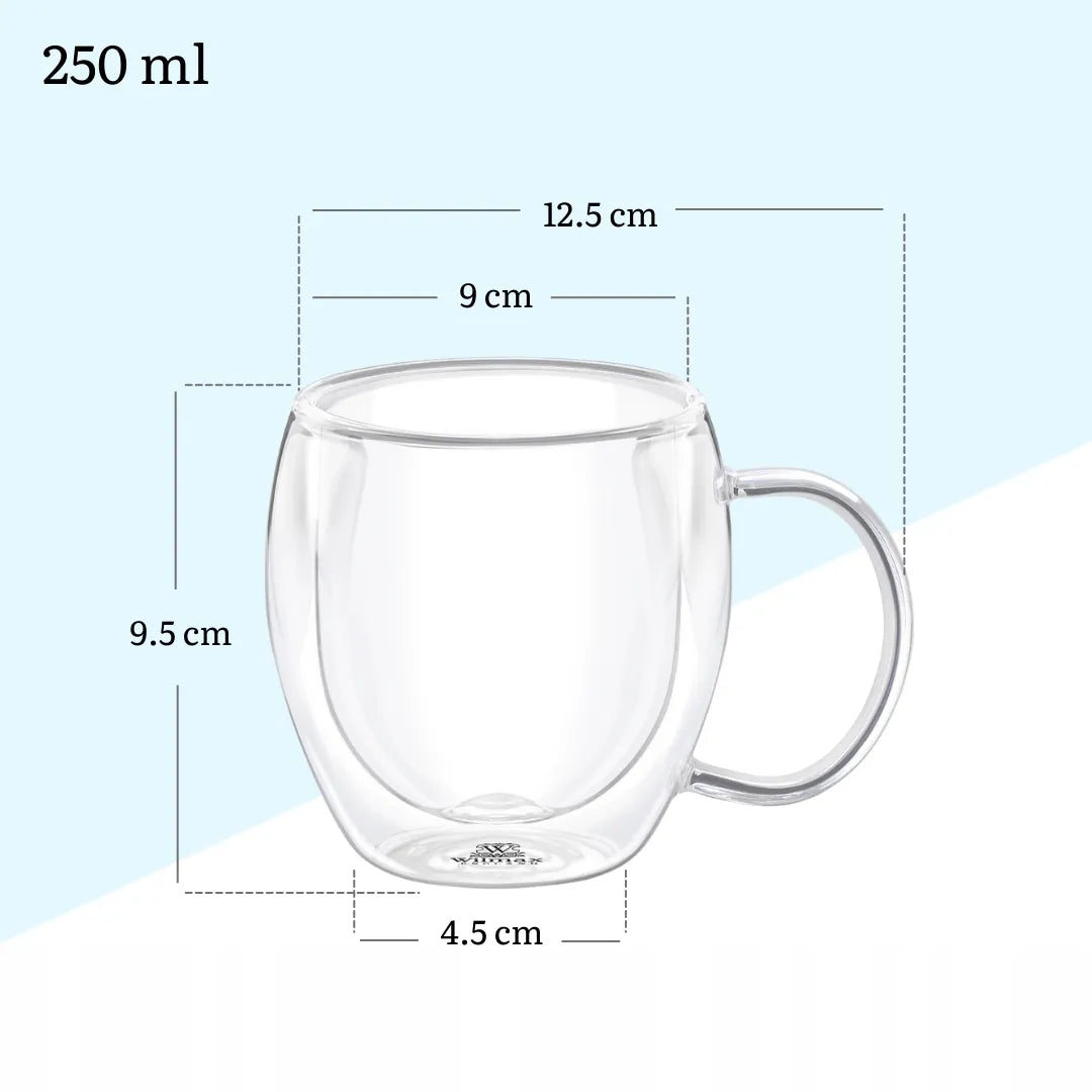 Wilmax Dubbelwandige Glazen Beker 250 ml