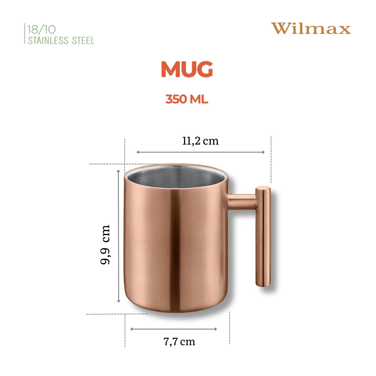 Wilmax Dubbelwand Beker 350 ml RVS Brons