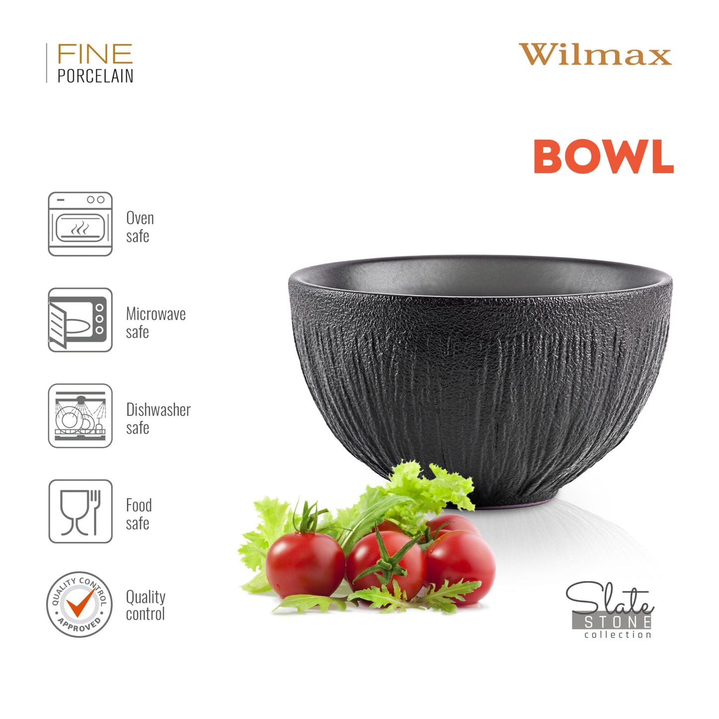 Wilmax Kom Lotus Zwart 250 ml Set van 6 WL-664115/A6