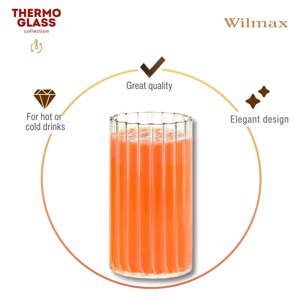Wilmax Geribbeld Borosilicaatglas 250 ml Transparant