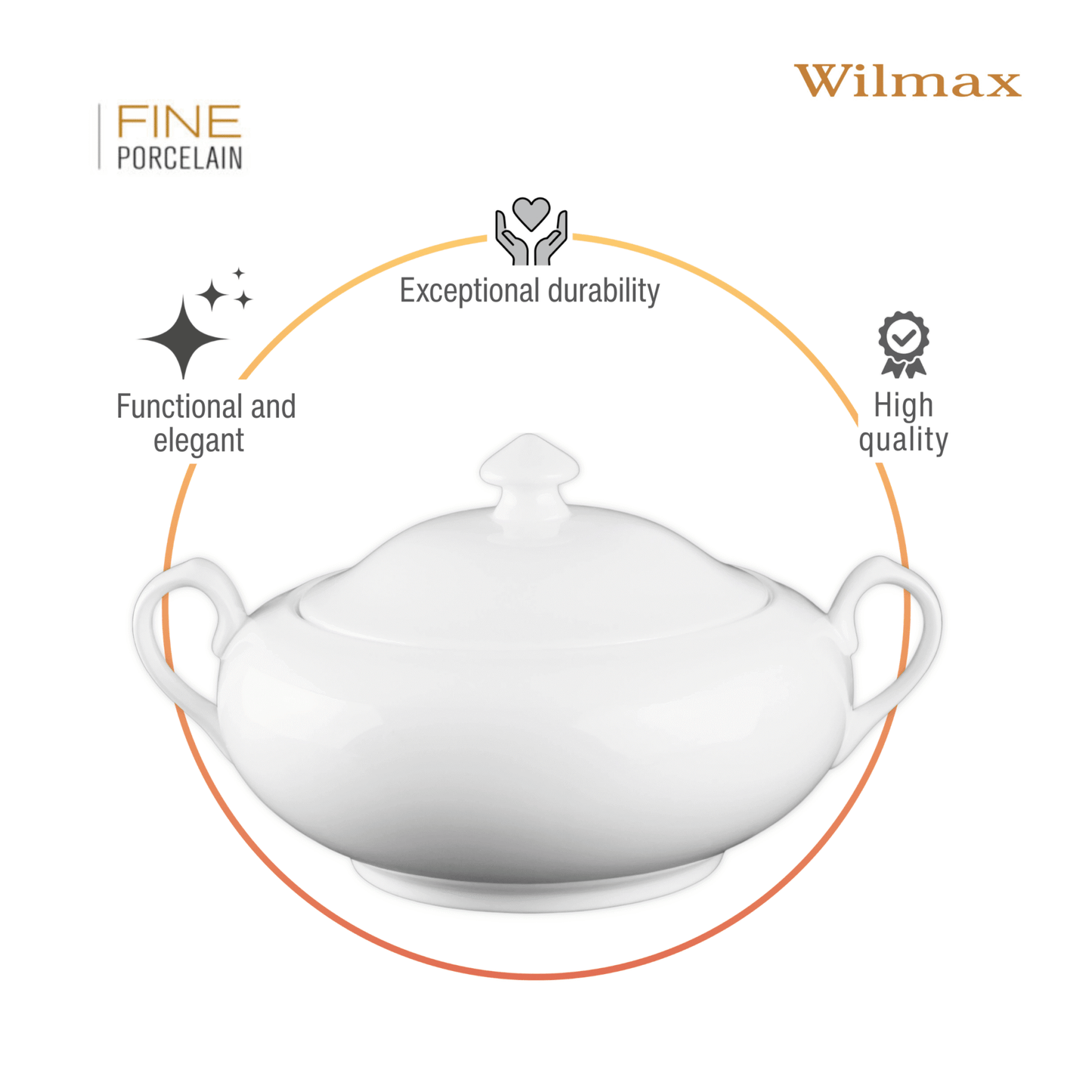 Wilmax Porseleinen Terrine met deksel 2800 Wit