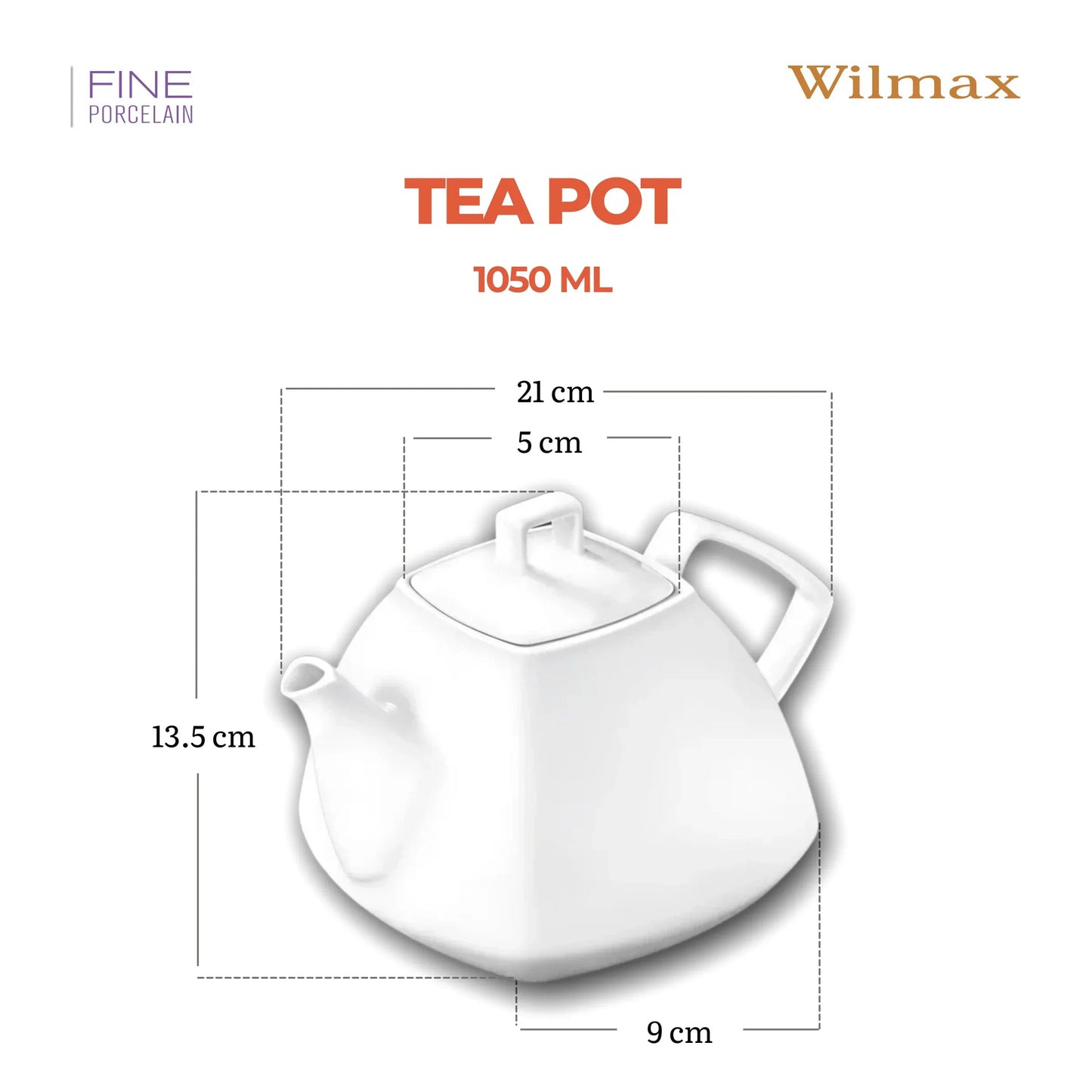 Wilmax England Theepot 1050 ml Wit Porselein