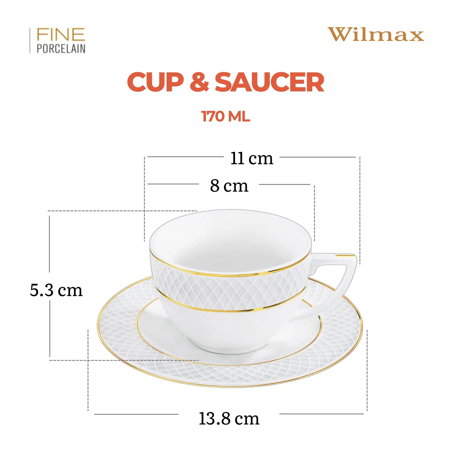 Wilmax England Koffieset 90 ml Wit Porselein