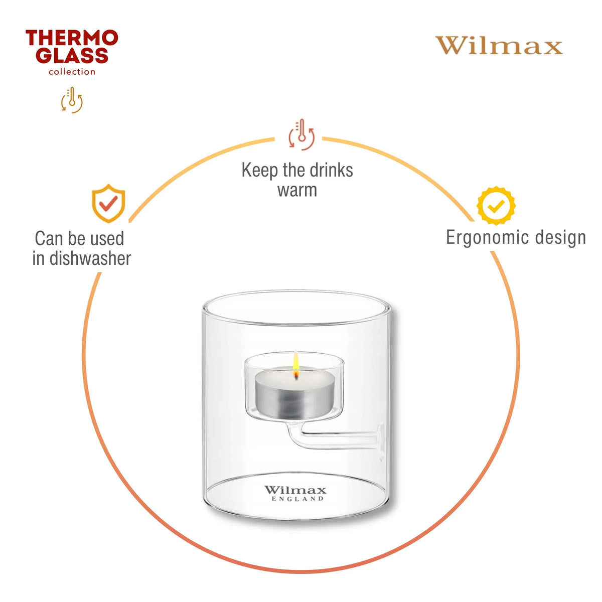 Wilmax Theelichthouder 9 cm Glas Transparant