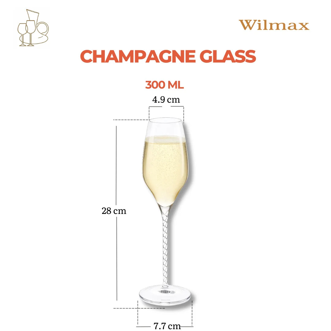 Wilmax England Champagnefluit Kristalglas 300ml 2-delig