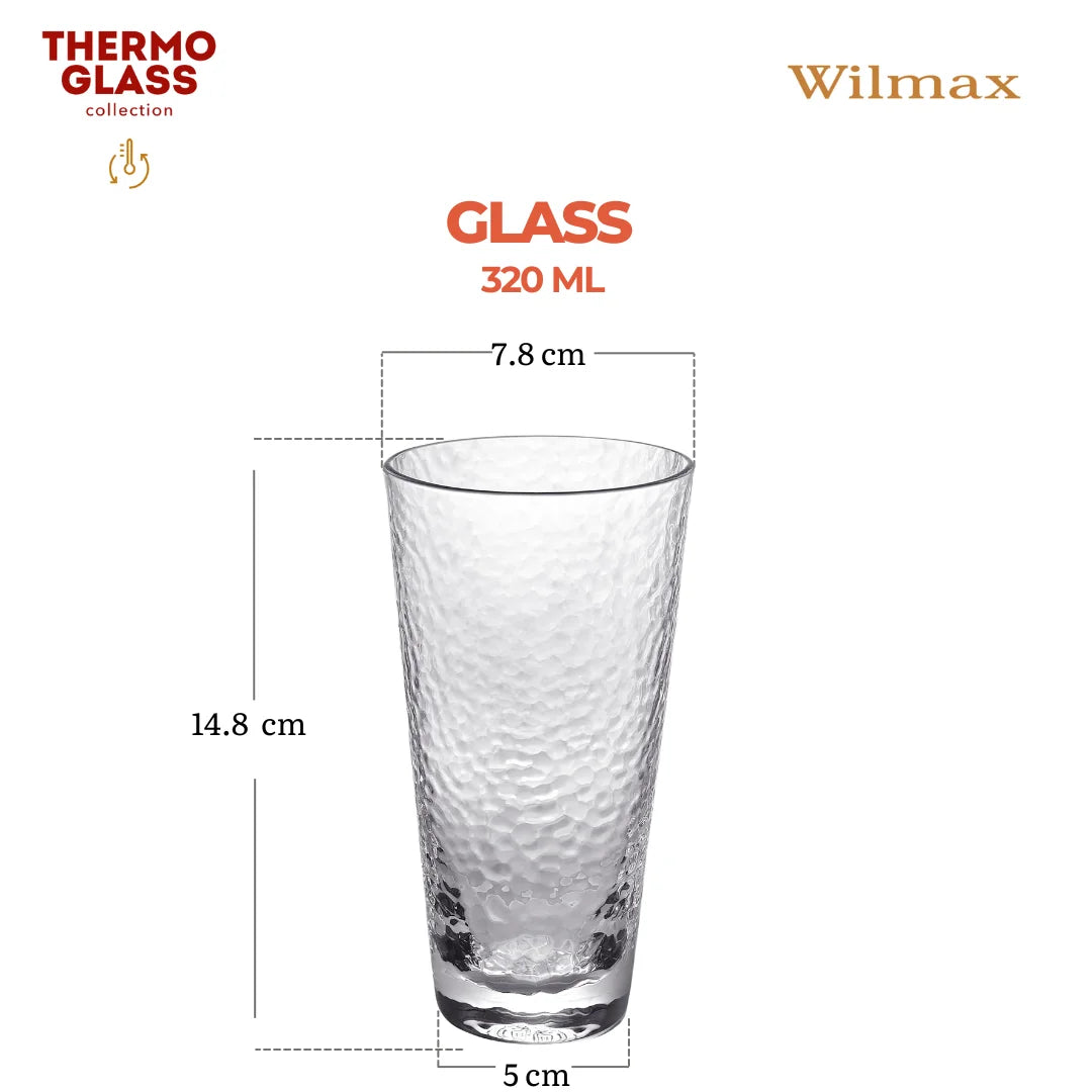 Wilmax Gehamerd Glas 320 ml Borosilicaatglas Transparant