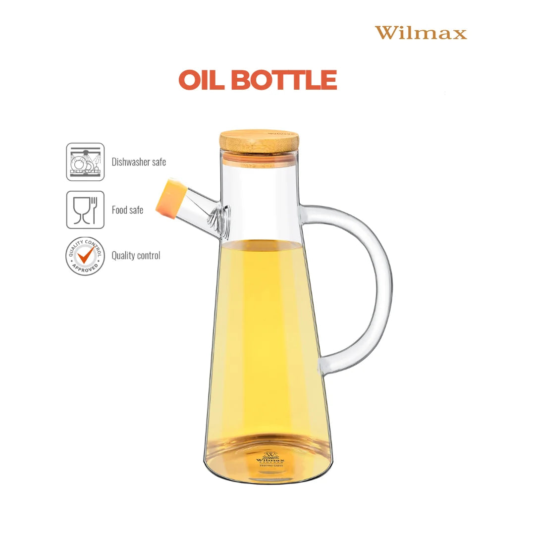 Wilmax England Oliekan 500 ml Glas met Bamboe Deksel