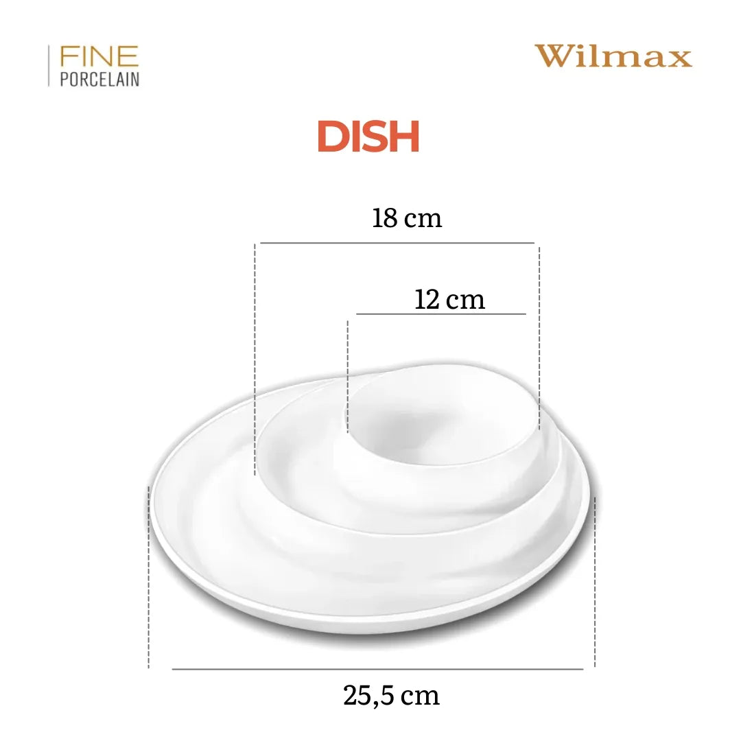 Wilmax porseleinen serveerbord met vakken 25,5 cm wit