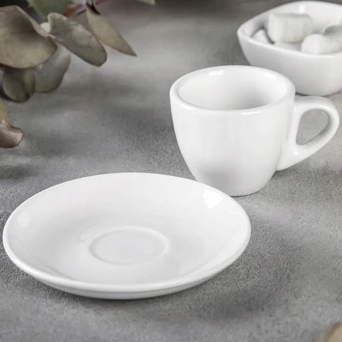 Wilmax AB6 Porselein Kopjes Wit 190ml met Schotels