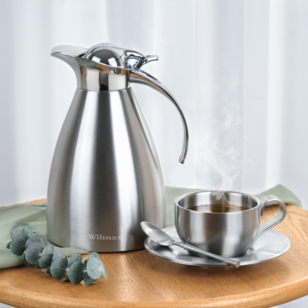 Wilmax Thermoskan 1000 ml RVS Zilver WL-511020115/A