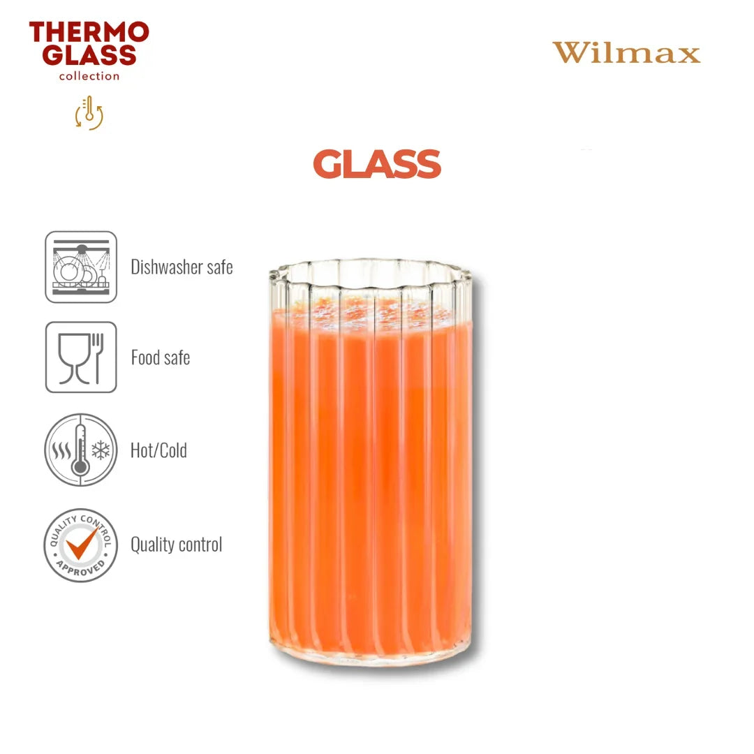 Wilmax Geribbeld Borosilicaatglas 250 ml Transparant