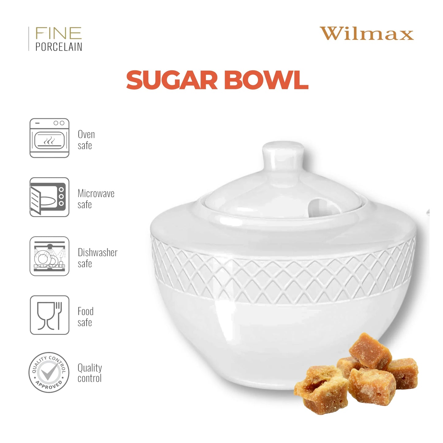 Wilmax England Suikerpot 340 ml Wit Porselein