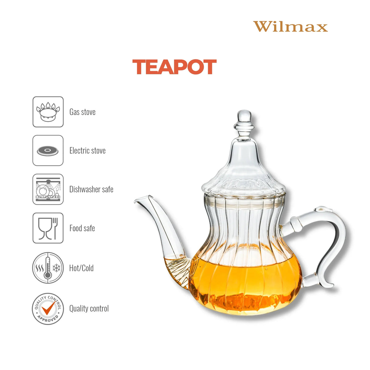 Wilmax England Theepot 850 ml Thermoglas Marokkaanse Stijl
