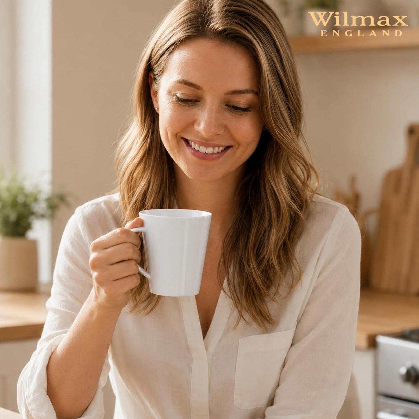 Wilmax Kopjes 380 ml Wit Porselein 2-delige set A2