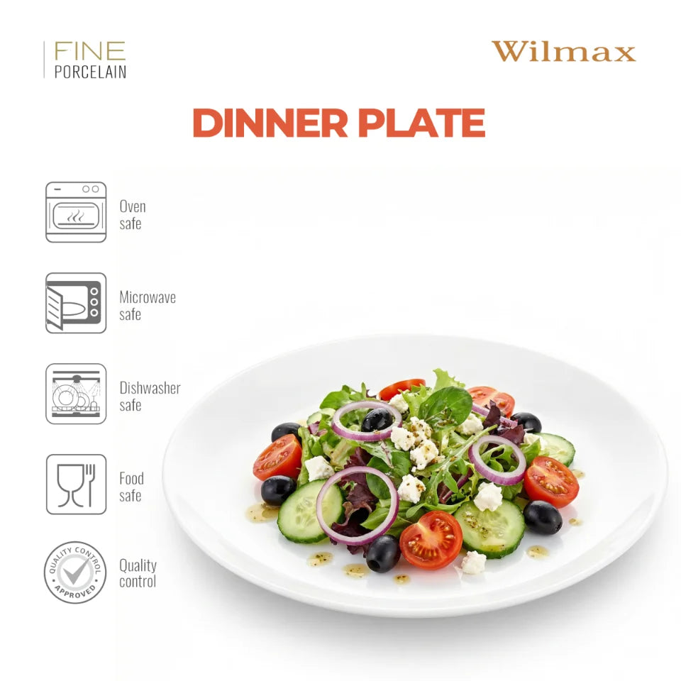 Wilmax Dinerbord 23 cm van Porselein, Wit