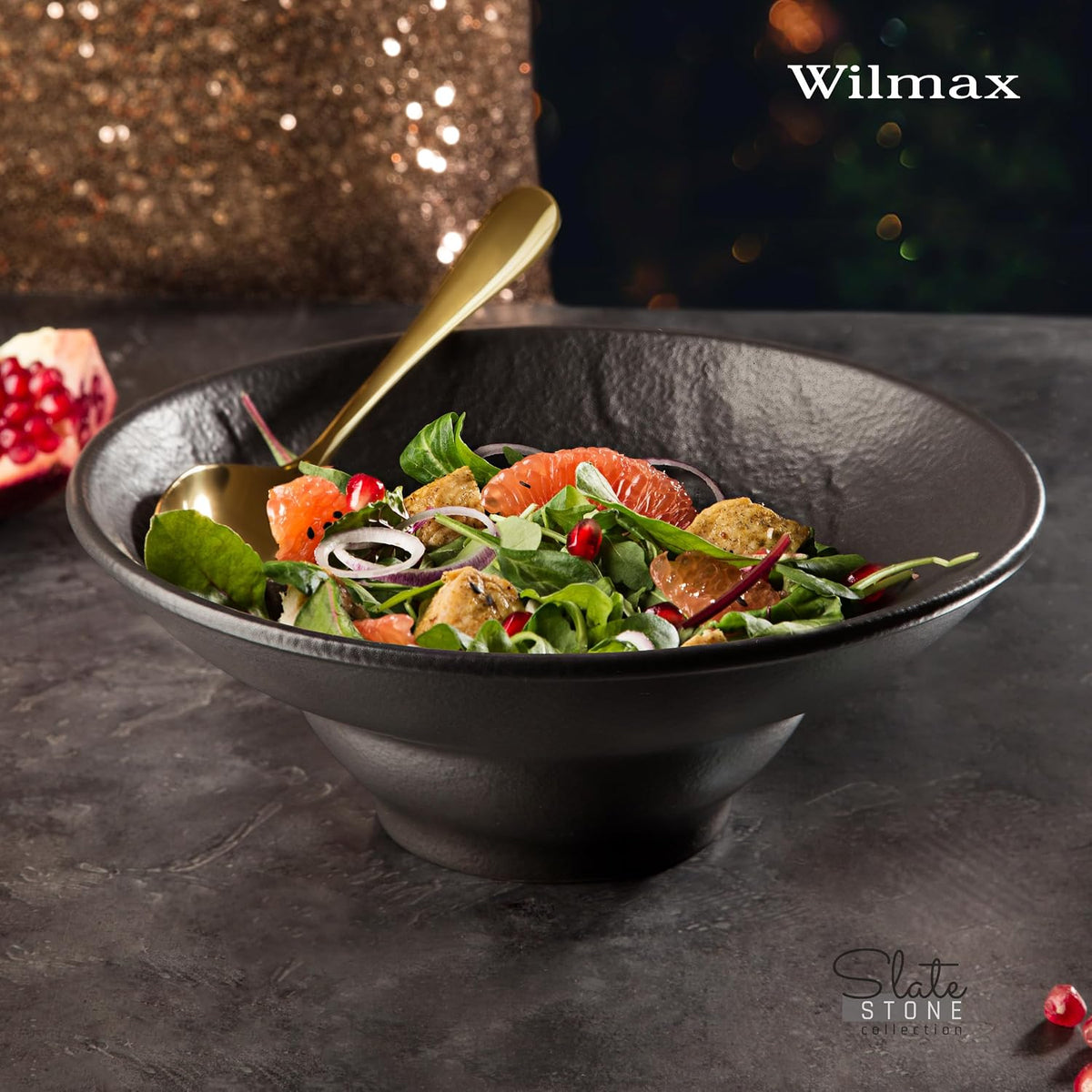 Wilmax Diep bord 22,5 cm 2-delige set SlateStone Zwart