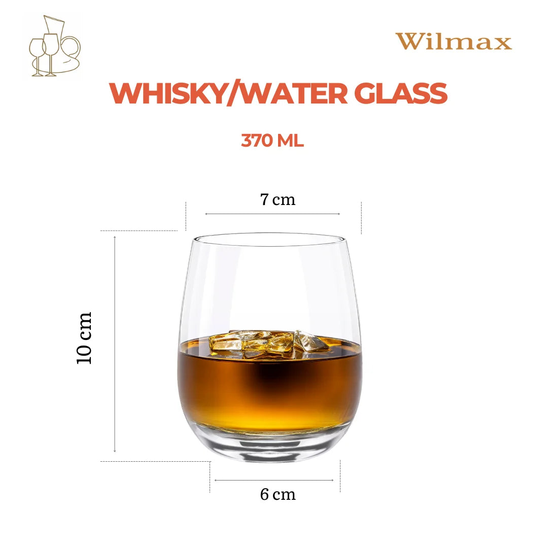 Wilmax Whiskyglas 370 ml Kristalglas Transparant 6-delige set