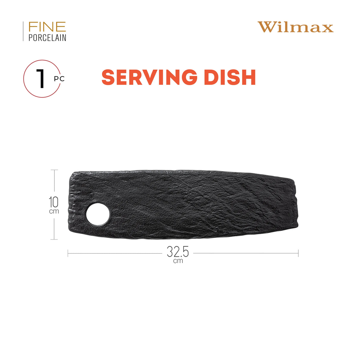 Wilmax SlateStone Serveerplank Zwart Porselein 32.5x10 cm