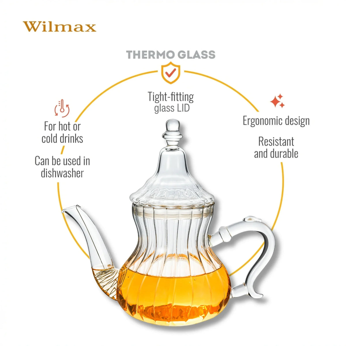 Wilmax England Theepot 850 ml Thermoglas Marokkaanse Stijl