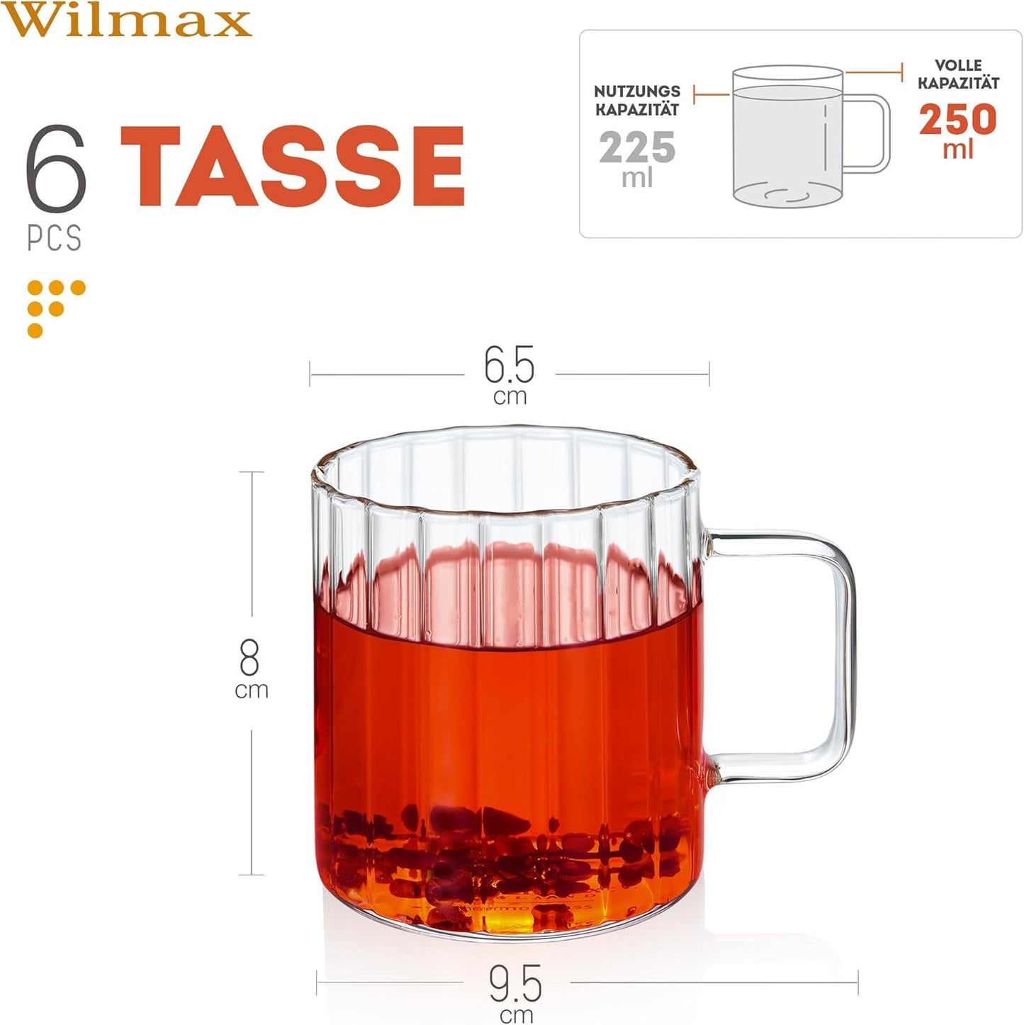 Wilmax England Thermokopje 250 ml Transparant
