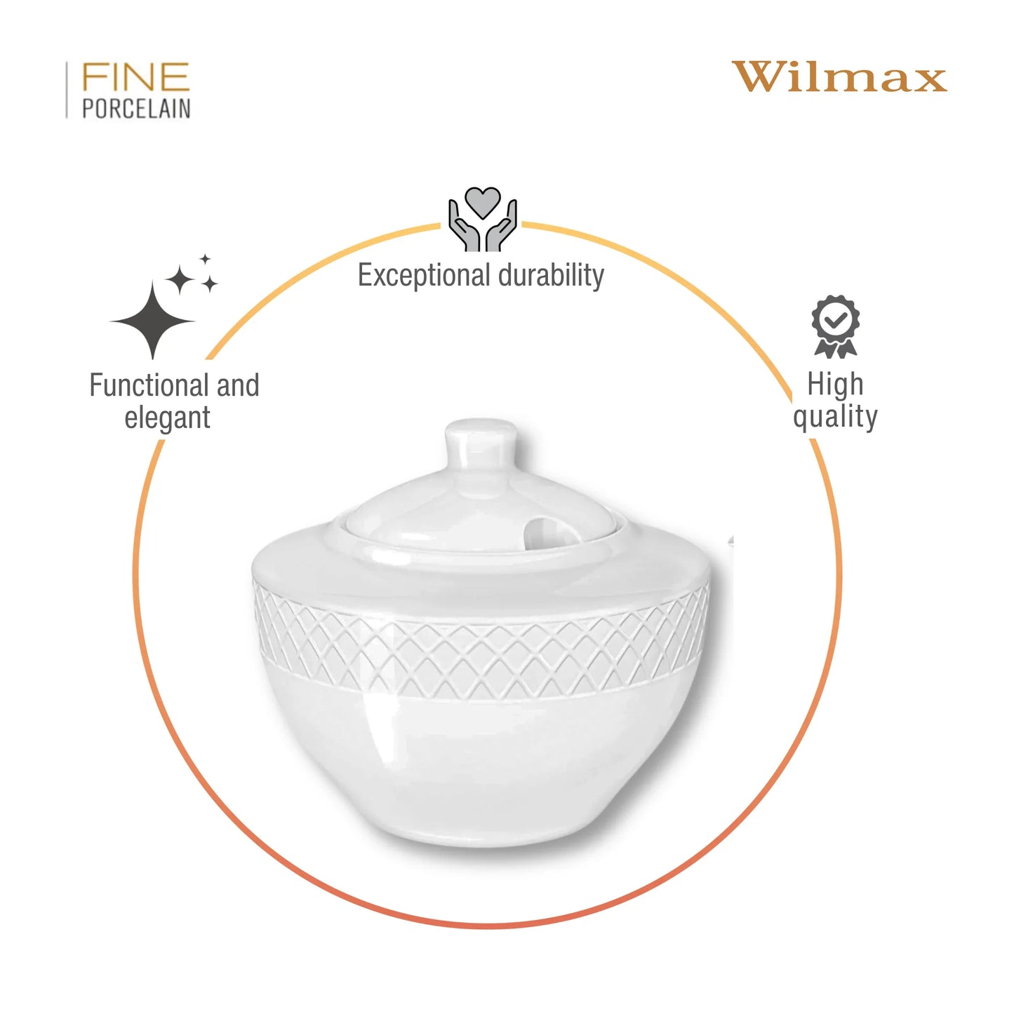 Wilmax England Suikerpot 340 ml Wit Porselein