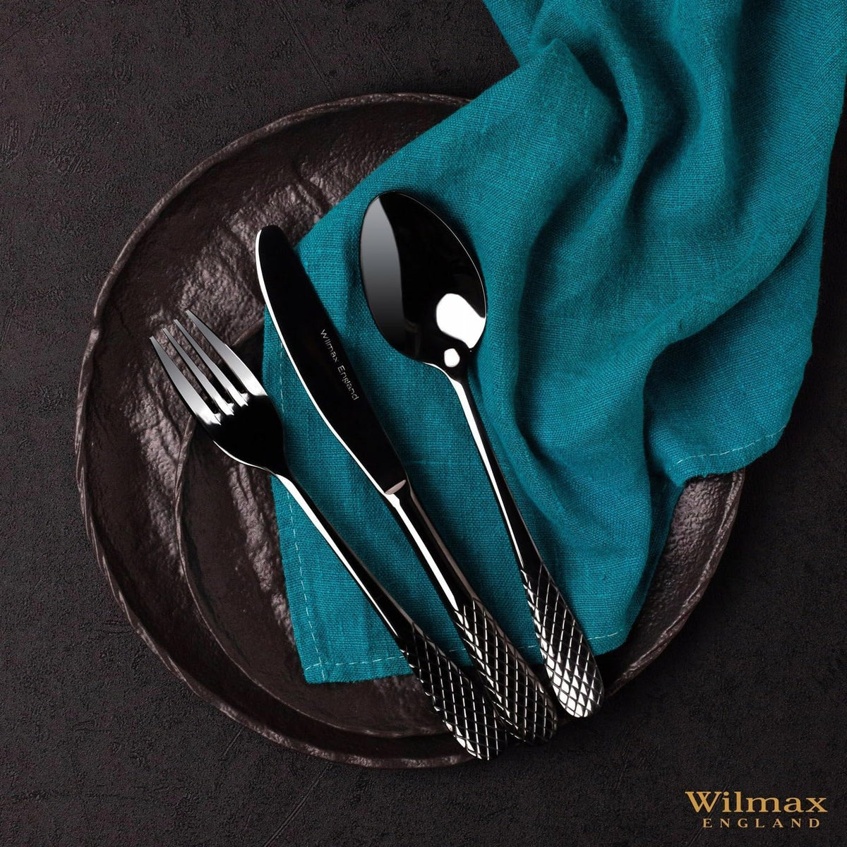 Wilmax Rond bord 18 cm set van 6 SlateStone Zwart A6