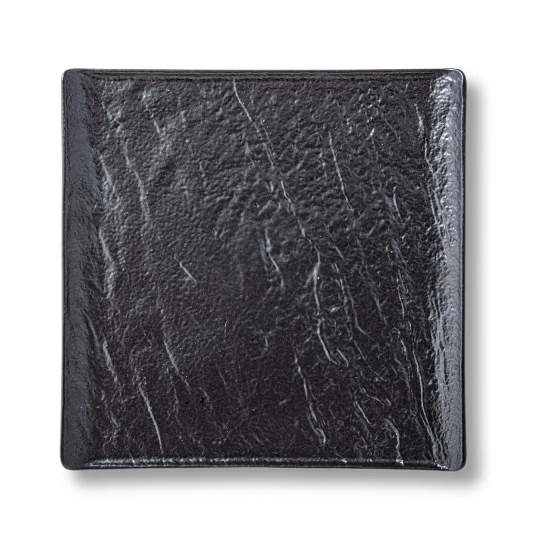 Wilmax Vierkante schaal SlateStone Zwart 27x27 cm Set van 2