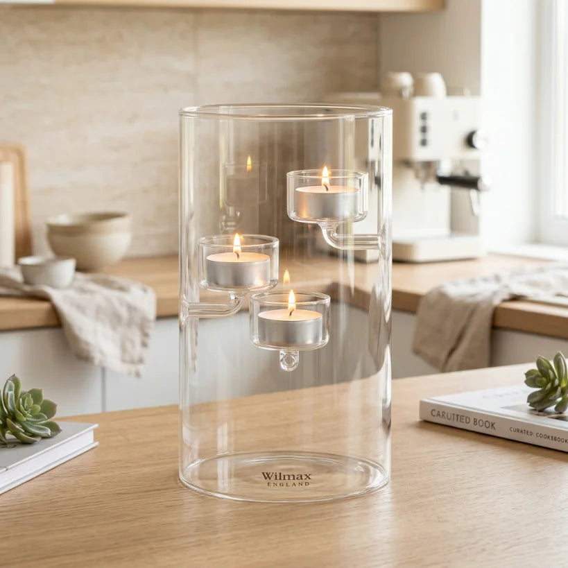 Wilmax England Theelichthouder Glas 20 cm voor 3 theelichtjes