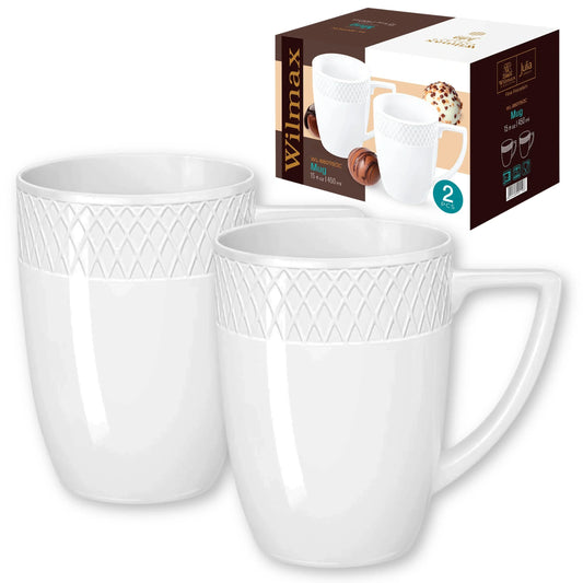 Wilmax England Mok 450 ml Wit Porselein 2-delige set