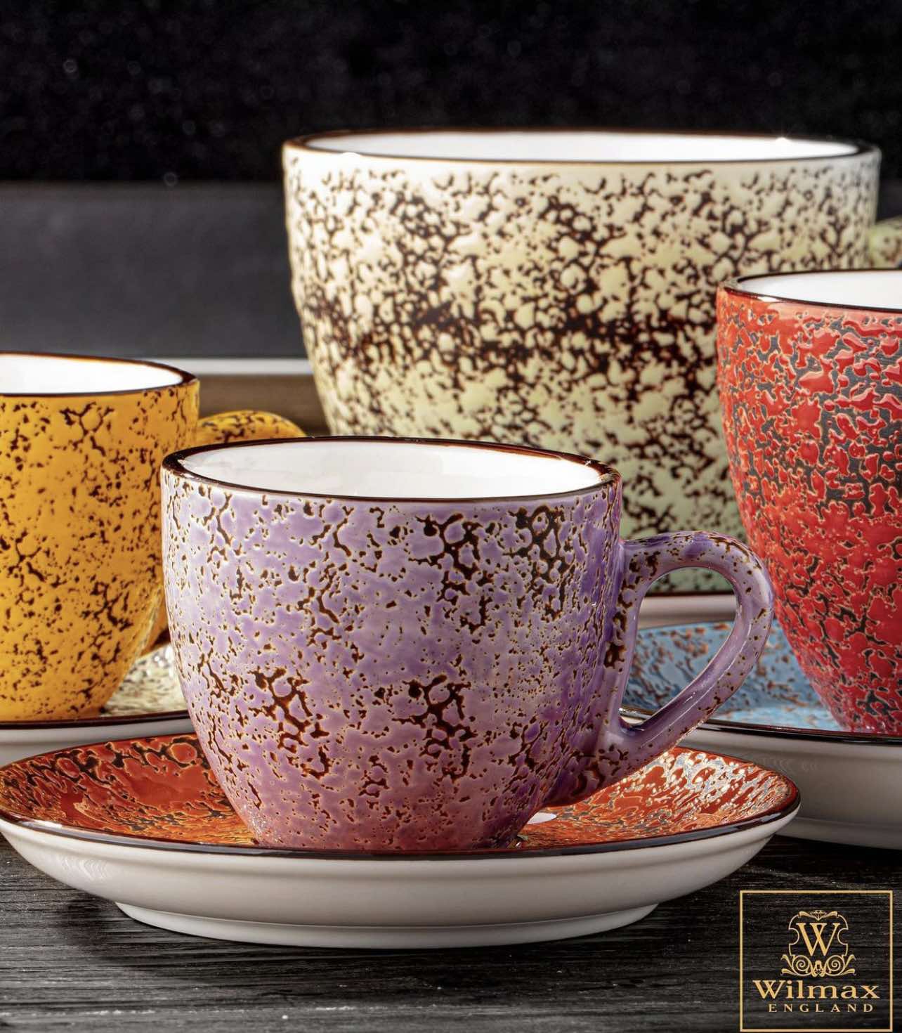 Wilmax Porzellanbecher, 460 ml, Splash Color Orange Design, WL-667337/A