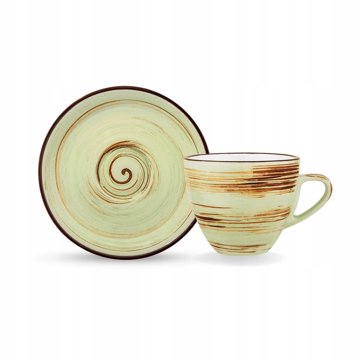 Wilmax Pistachio Porcelain Cup and Saucer 190ml 6-piece