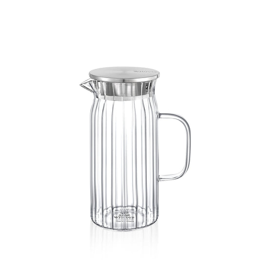 Wilmax Glaskrug mit Edelstahldeckel 1000 ml WL-888219/A