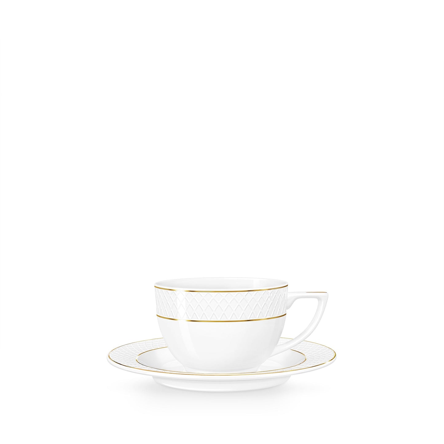 Wilmax Cappuccinokop & schotel Wit Goudrand 6-delig