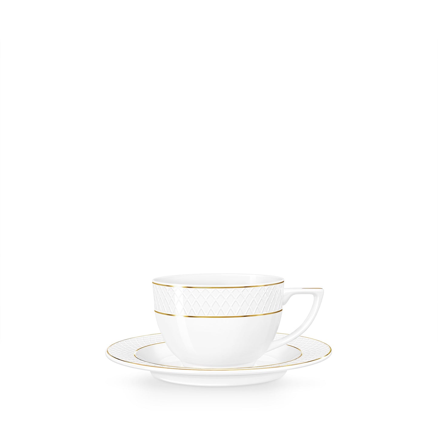 Wilmax Cappuccinokop 170 ml Wit Goudrand Porselein Set van 2