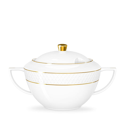 Wilmax Suppenterrine mit Goldrand, Weiß-Gold, 2800 ml – WL‑880102511/A
